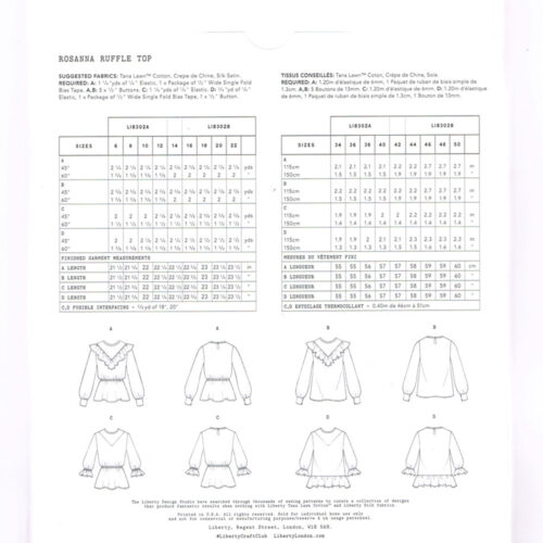 Liberty Dress Pattern Rosanna Ruffle Top B Sizes 14-22 - Image 2