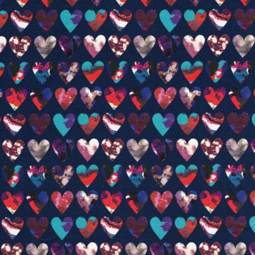 Liberty Silk Satin Marble Hearts 4m Remnant (Box AN)