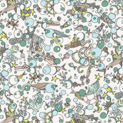 Liberty Stretch Gabardine Ocean Treasure B 2m Remnant (Box AJ)