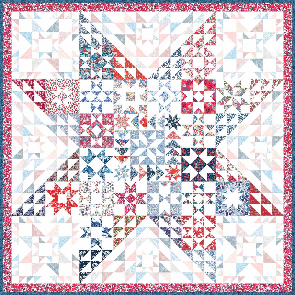 Alice Caroline Aurora Stars Tricolour Quilt Block of the Month