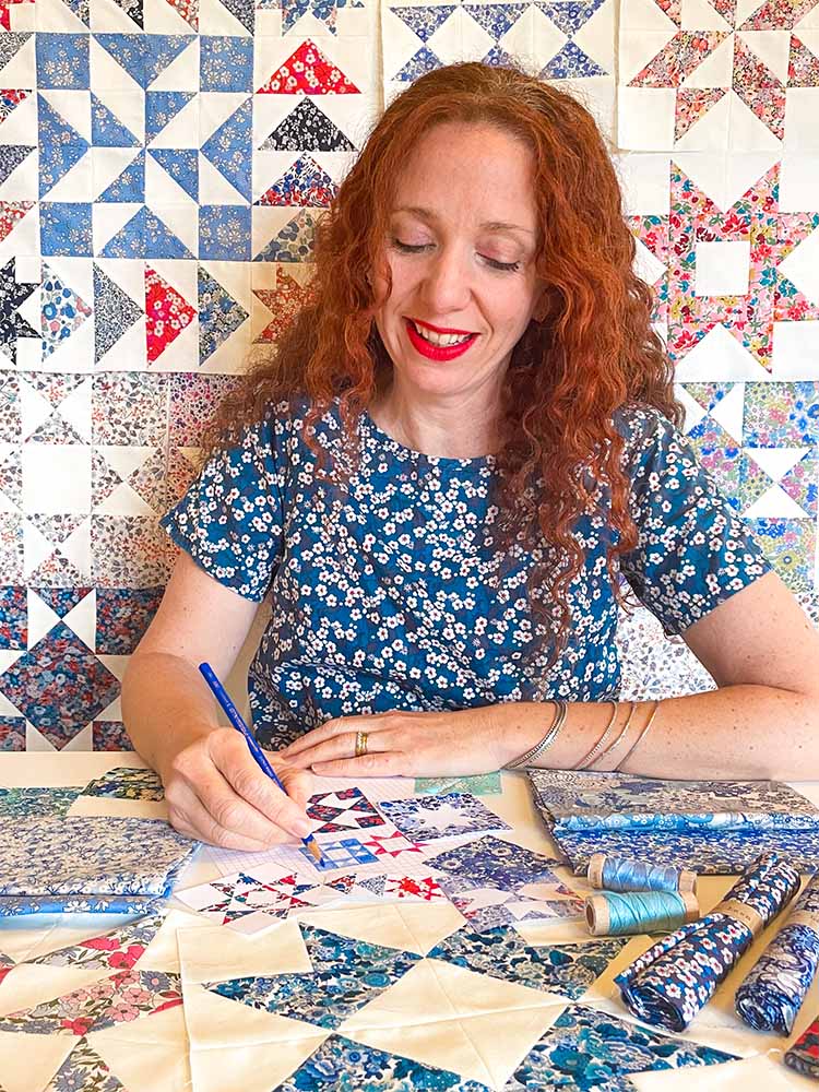 Alice Caroline designing Aurora Stars Tricolour QBOM