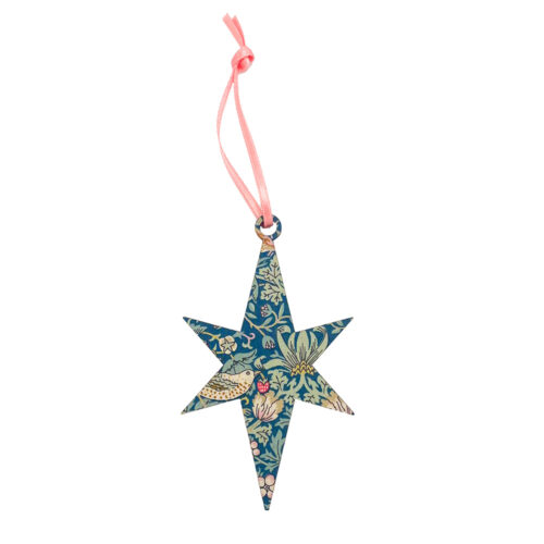 Liberty Strawberry Thief Vintage Blue Star Decoration