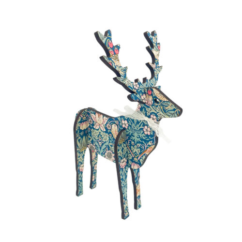 Liberty Christmas Decoration - 3D Standing Stag In Strawberry Thief