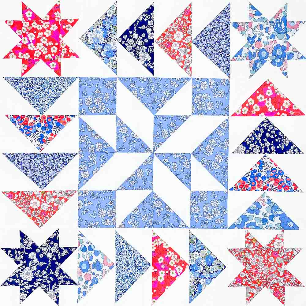 Aurora Stars QBOM Center Patchwork Block Tricolour
