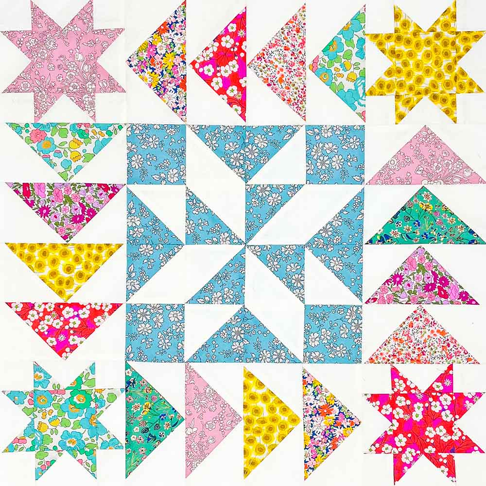 Aurora Stars QBOM Center Patchwork Block