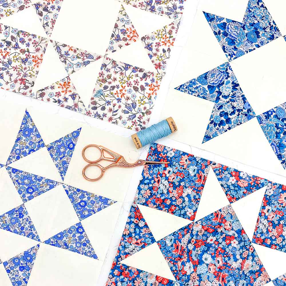 Alice Caroline Aurora Stars Tricolour Quilt Blocks
