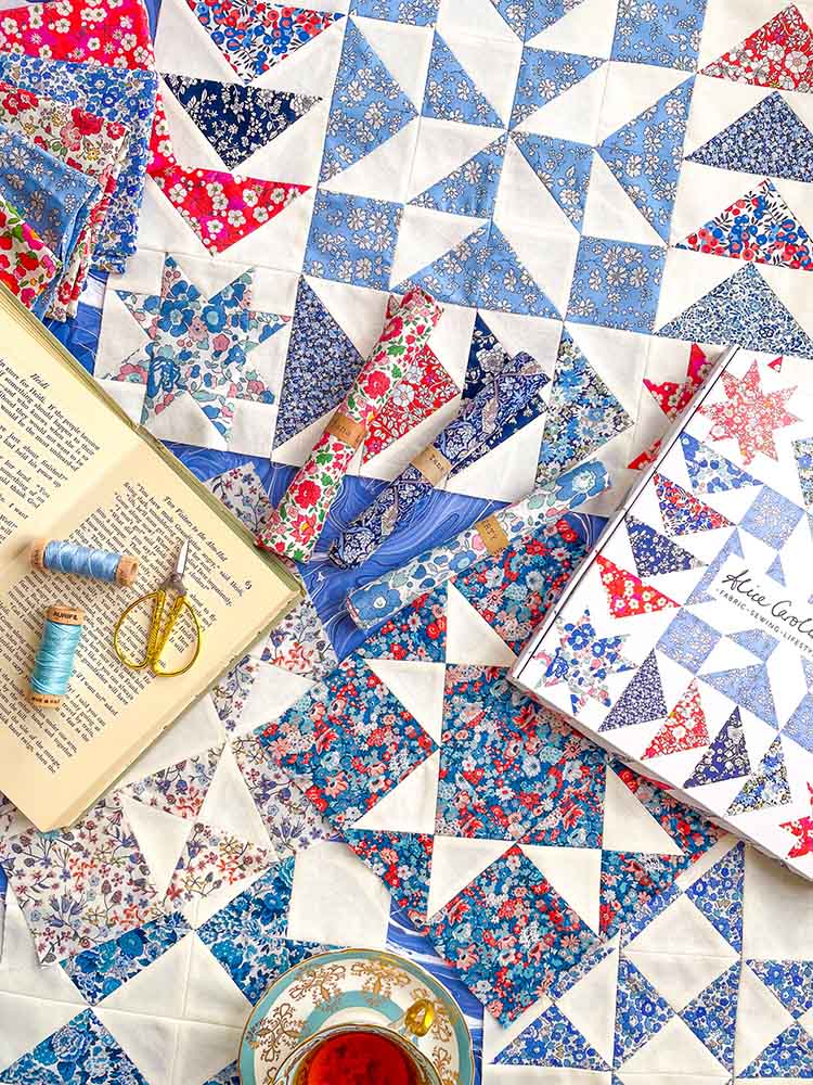 Alice Caroline Aurora Stars Tricolour Liberty Fabric QBOM