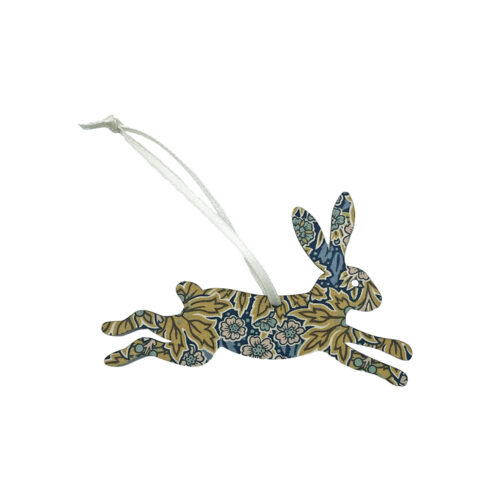 Liberty Fabric Covered Wooden Hare Decoration
