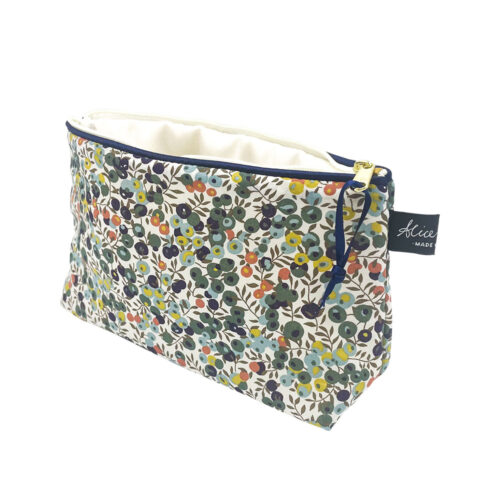 Green Berry Print Cosmetic Bag With PVC Lining