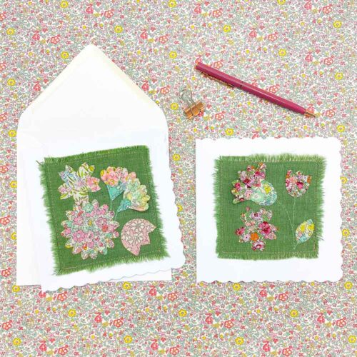 Handmade Liberty Fabric Applique Greetings Cards