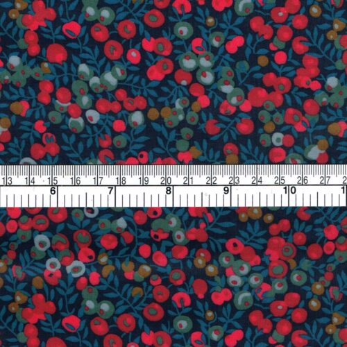 Red and blue berry print fabric