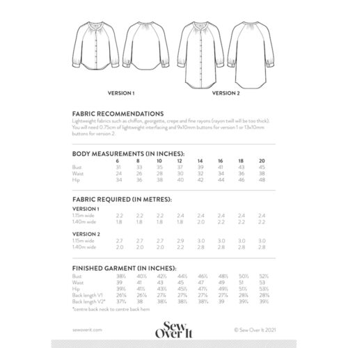 Sew Over It The Zadie Blouse Dressmaking Pattern Sizes 6-20 - Image 6