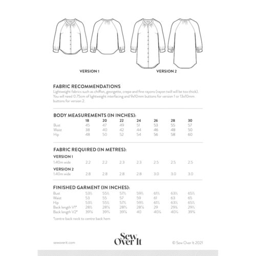 Sew Over It The Zadie Blouse Dressmaking Pattern Sizes 18-30 - Image 6