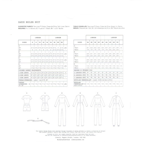 Liberty Dress Pattern Zadie Boiler Suit B Sizes 14-22 - Image 2