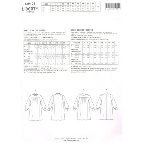 Liberty Dress Pattern Bertie Shift Dress - Image 4