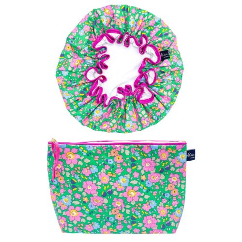 Betsy Meadow Soft Accessories Bundle | Liberty Tana Lawn Shower Cap & Wash Bag