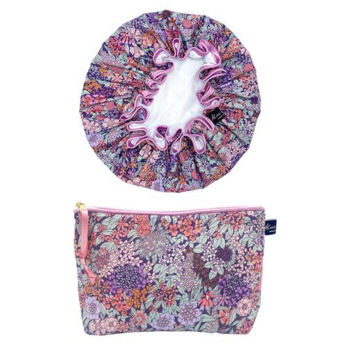 Ciara Lavender Soft Accessories Bundle | Liberty Tana Lawn Shower Cap & Wash Bag