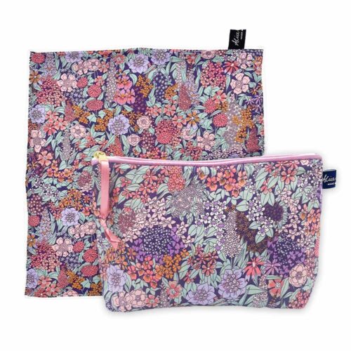 Ciara Lavender Soft Accessories Bundle | Liberty Tana Lawn Face Cloth & Wash Bag