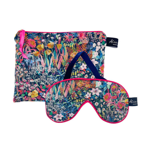 Faria Flowers Soft Accessories Bundle | Liberty Tana Lawn Travel Pouch & Eye Mask