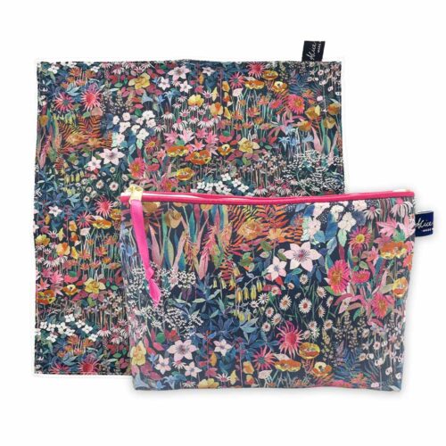 Faria Flowers Soft Accessories Bundle | Liberty Tana Lawn Face Cloth & Wash Bag