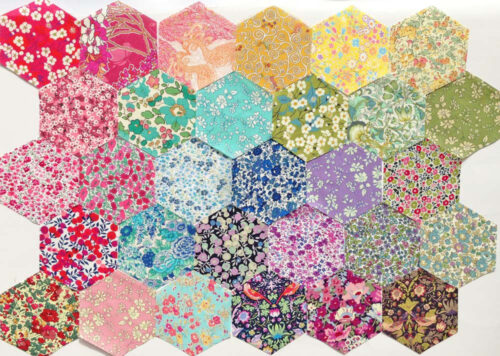 30 Liberty Fabric Hexagons 1 3/4" Sides Laser Cut Rainbow Selecti - Image 2