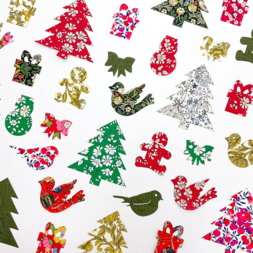 Alice Caroline Pre-Cut Liberty Tana Lawn® Fabric Traditional Christmas Shapes 70 Pieces