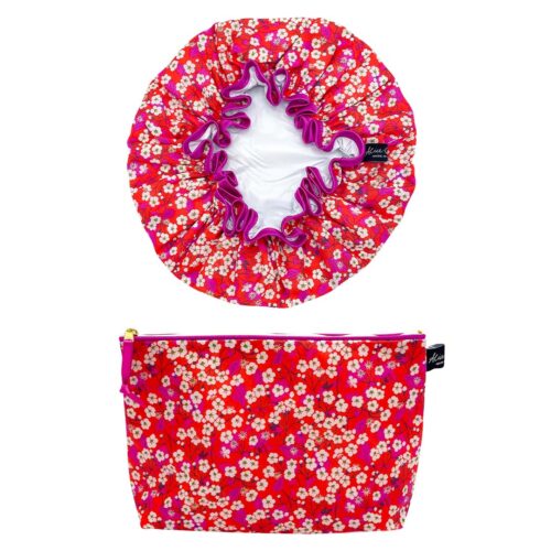Mitsi Chilli Soft Accessories Bundle | Liberty Tana Lawn Shower Cap & Wash Bag