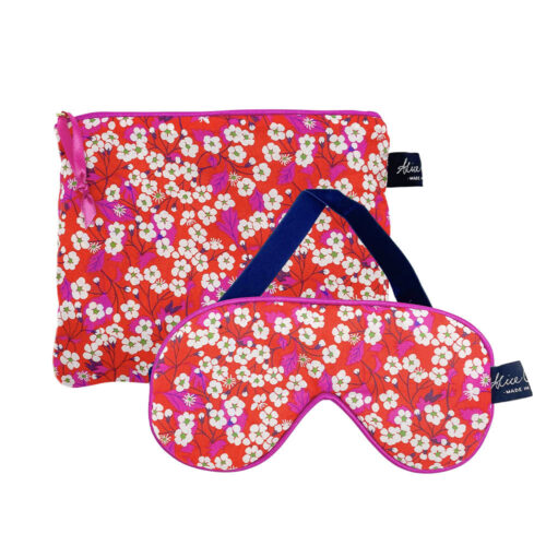 Mitsi Chilli Soft Accessories Bundle | Liberty Tana Lawn Travel Pouch & Eye Mask