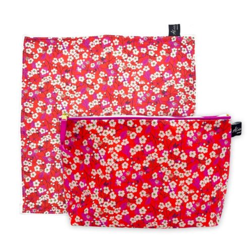Mitsi Chilli Soft Accessories Bundle | Liberty Tana Lawn Face Cloth & Wash Bag