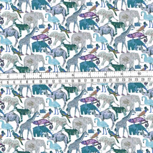 Liberty Fabric Tana Lawn Queue for the Zoo G-CC Blue - Image 2