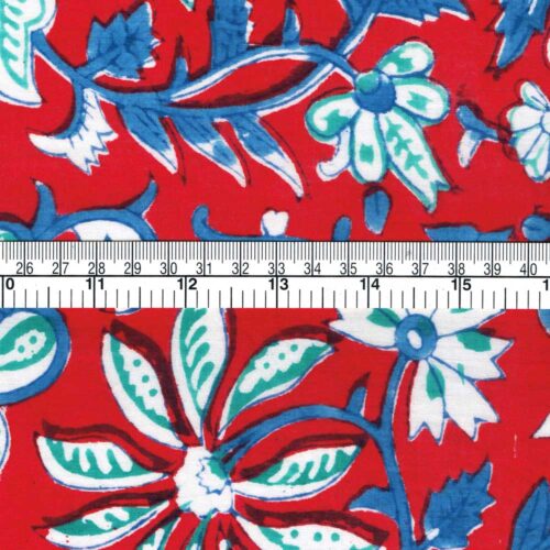 Indian Block Printed Cotton Fabric Kali Red - Image 2