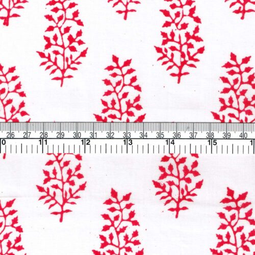 Indian Block Printed Cotton Fabric Bilva Red - Image 3