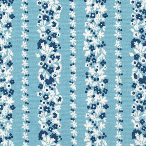 Liberty Quilting Cotton Denim Florals Collection Topiary Stripe A